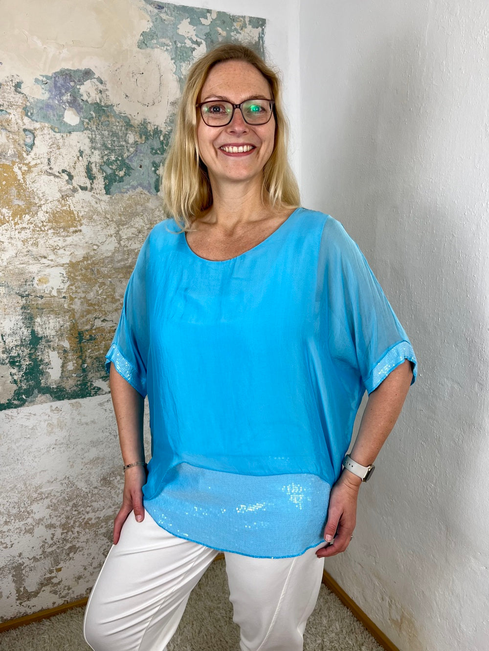 Seidentunika mit Pailletten