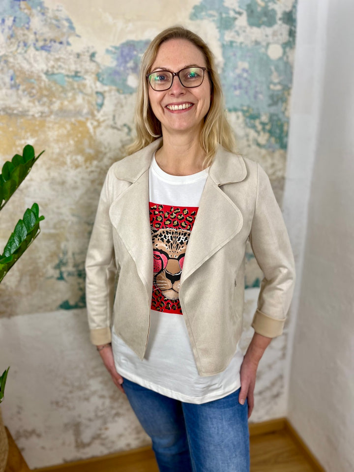 Kurzblazer Velourslederimitat