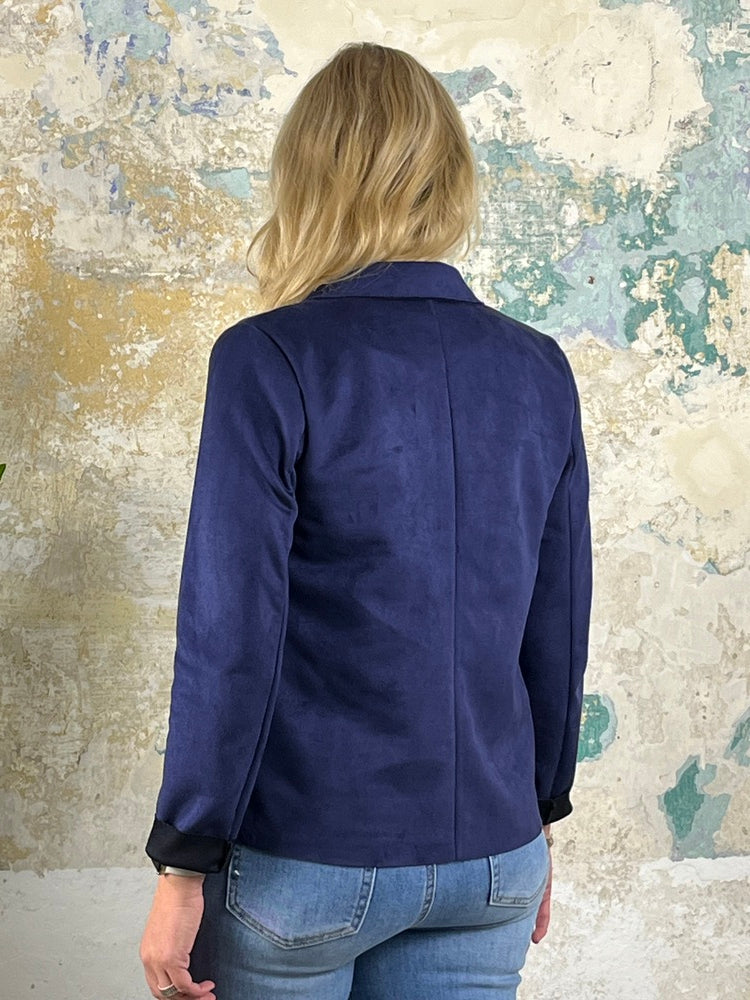 Blazer in Velourslederimitat mit 2 Taschen, marine