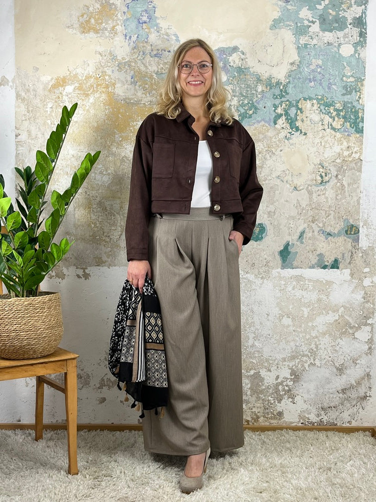 Velourslederimitat-Kurzjacke, braun