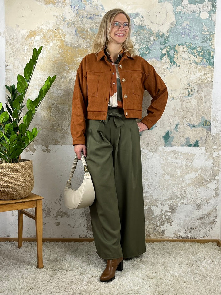 Velourslederimitat-Kurzjacke, rostrot
