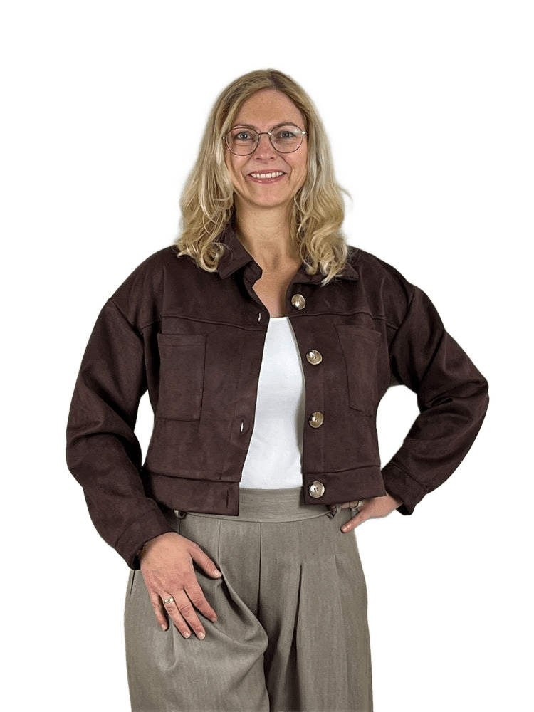 Velourslederimitat-Kurzjacke, braun