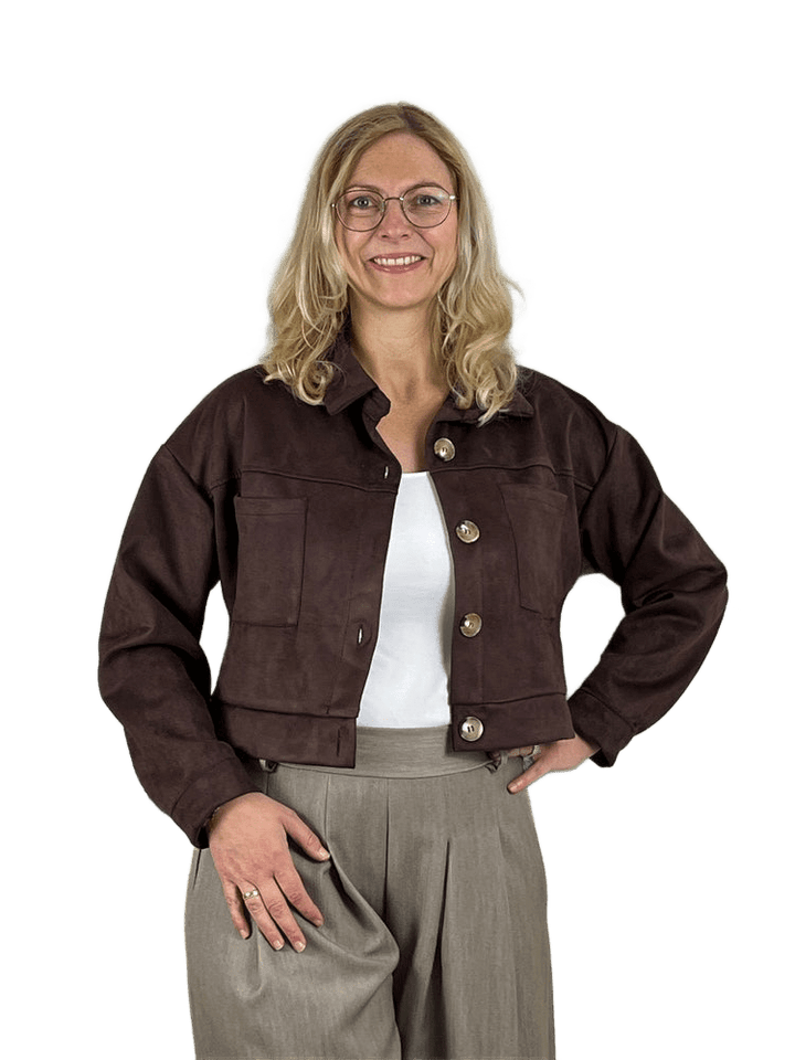 Velourslederimitat-Kurzjacke, braun
