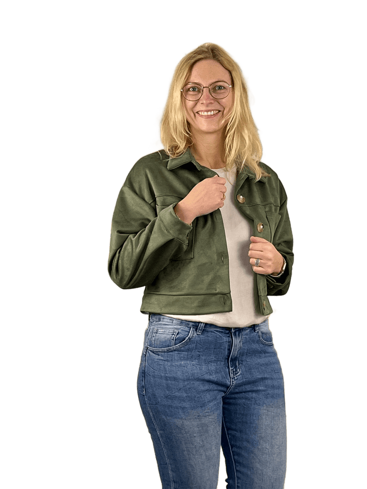 Velourslederimitat-Kurzjacke, khaki