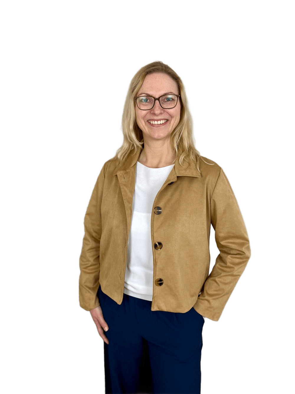 Velourslederimitatblazer, cognac