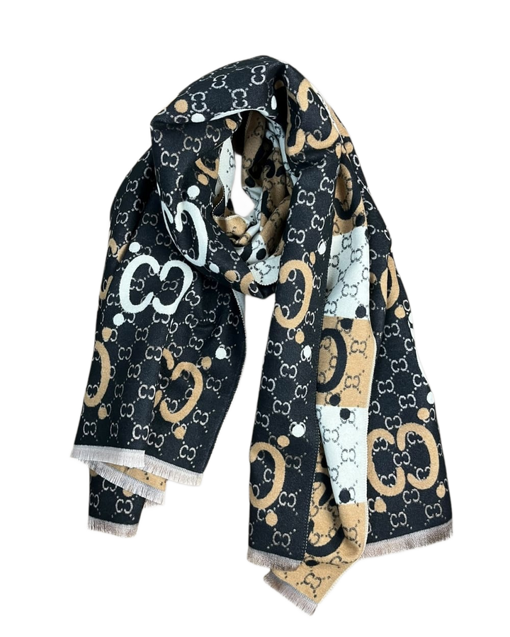 Wendeschal schwarz-beige-ecru