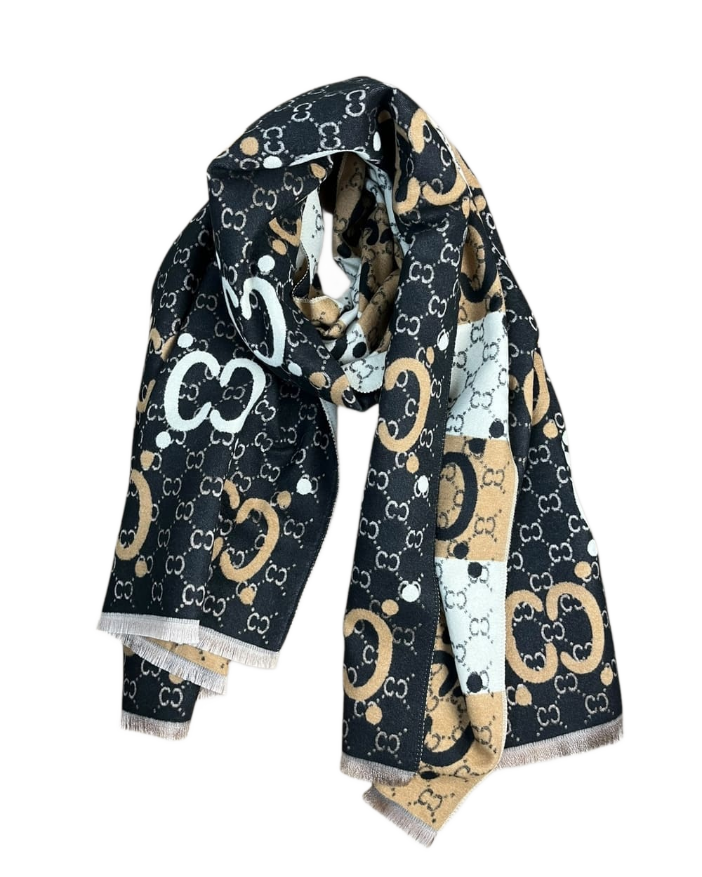 Wendeschal schwarz-beige-ecru