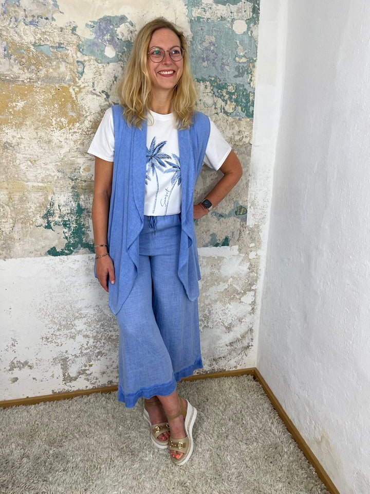 Leinenweste, offene Form, hellblau